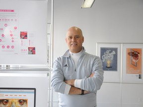 Ron Beltrame, coordinator of the Graphic Design program at Cambrian College, in the College's new studio space in downtown Sudbury.

GINO DONATO/THE SUDBURY STAR