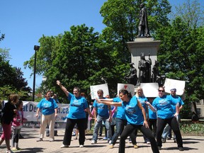 The Move for Mental Health / Defeat Depression Campaign kicked off an awareness week with a group dance held in Victoria Park on Sunday. (HUGO RODRIGUES, The Expositor)