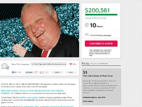 Gawker's Rob Ford Crackstarter campaign on Indiegogo.com. (SCREENSHOT)