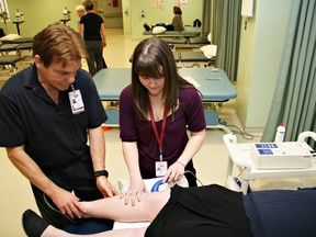 A BGH physiotherapist teaches a student about orthopedic treatments. (Submitted Photo)