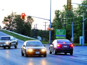 Traffic at this intersection at the bottom of the Highway 401 overpass in Prescott is a growing concern, especially with a nearby new commercial development on the way. NICK GARDINER The Recorder and Times