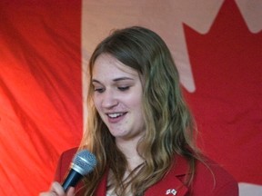 Sarah McDonald, the outbound exchange student for the 2013-14 year, was one of a group who spoke to the Portage Rotary Club, Tuesday, about the Rotary youth exchange program. McDonald will be going to Finland for 10 months and leaves in August. (ROBIN DUDGEON/PORTAGE DAILY GRAPHIC/QMI AGENCY)