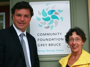National community foundations president and CEO Ian bird with Donna Elliott, chair of the Community Foundation Grey Bruce. Tracey Richardson photo.