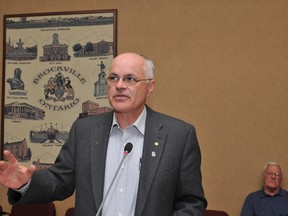 Brent Collett, chairman of the Rotary Park Revitalization Committee, speaks to city council on Tuesday.