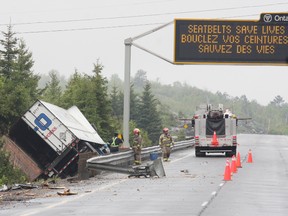 Accident has closed Highway 17 West from MR 55 to Highway 144 near Lively. JOHN LAPPA/THE SUDBURY STAR/QMI AGENCY