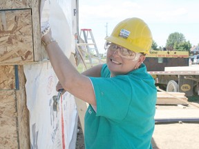 Helen Heath was among the volunteers who helped out during a blitz build for the Habitat for Humanity home on Bristol Drive on May 25.