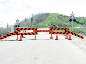 Michaela Hiebert/R-G
Judah Hill road is closed indefinitely after a landslide took out a good portion of it last weekend (May 18), inconveniencing commuters who must now travel to Nampa to reach the town of Peace River.