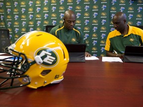 Eskimos GM Ed Hervey, left, and Kavis Reed may be the CFL's first African American GM-head coach duo but they are, says Reed, football guys first. (Ian Kucerak, Edmonton Sun)