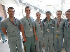 First-year-medical students from London spent four days at Woodstock Hospital as part of Discovery Week, where students explore medicine in small communities. From left Michael Meschino, Pierre Lapaine, Kathleen Nelligan, Shreya Roy, Elizabeth Ross and Jessica Blom. HEATHER RIVERS/WOODSTOCK SENTINEL-REVIEW