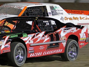 PHOTO COURTESY DALE CALNAN
Bryce Richardson competes during the Sportsman Shootout race at the the Ohsweken Speedway on May 24. The 2013 racing season at the speedway is well underway.