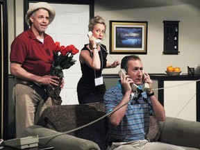 Bruce Tubbe, Kate Gordon and Perry Mucci rehearse a scene from Whose Wives Are They, Anyway?, the first comedy to kick off the 2013 summer series at the Upper Canada Playhouse.
Staff photo/CHERYL BRINK