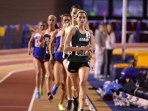 Sault Ste. Marie's Rhiannon Johns (front) has qualified for the NCAA championships.