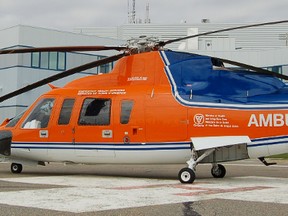A Sikorksy S76 helicopter, similar to those used by ORNGE, in this Timmins Times file photo at the Timmins and District Hospital.