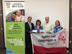 Parkland County and Spruce Grove each contributed $5,000 to the 2013 Alberta Special Olympics Summer Games in Devon. - Photo Submitted