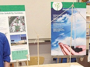 The CHS sustainability committee is one of four finalists for an Emerald Award in the youth category.The committee won an Emerald in 2005 and was recently awarded a Cochrane Community Award for Education in Action. Here some of their members pose with their wind turbine presentation.