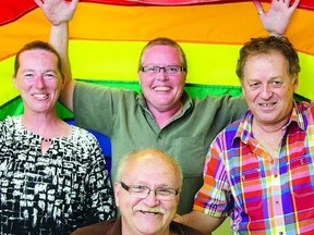 2013 Kingston Pride committee members (l-r) Lori Francis, Nancy Graham, Roger Dodier and Stephen Hartley are excited for this years parade.       JULIA McKAY - KINGSTON THIS WEEK
