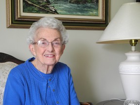 Holly Robicheau, 90, of Brantford, has fond memories of attending, with her late husband Harold Turvey, the spectacular coronation of Queen Elizabeth II in London's Westminster Abbey 60 years ago on June 2, 1953. (HEATHER IBBOTSON Brantford Expositor)