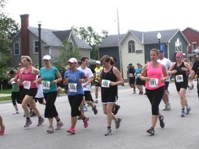 Runners and walkers taking part in the 5k and 10k portion of the Rotary Huron Shore Run set off down High Street in Southampton.