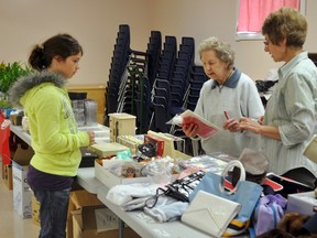 There were many wonderful things for sale at First Presbyterian Church in Portage la Prairie during the Dogs, Dainties and more sale. Items included baking, garage sale items, clothing, and the sale of hot dogs, chips, and pop. (ROBIN DUDGEON/PORTAGE DAILY GRAPHIC/QMI AGENCY)