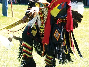 Malcolm French dances in the centre of the round house during the Grand Entry ceremony on Sunday, June 2 at the Wauzhushk Onigum Pow Wow. The Pow Wow was the first event for the region and took place Friday, May 31 to Sunday, June 2.
GRACE PROTOPAPAS/Daily Miner and News