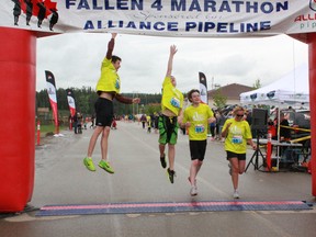 Laura Duschuk and her three sons, Karlen Daschuk, Cory Quaife and Joshua Mik crossed the finish line as team ‘Momma’s boys and their Momma.’ on June 2.
Celia Ste Croix | Whitecourt Star