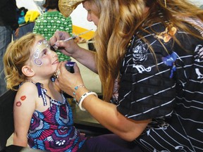 Face painting sessions during the Family Fun Fair will be located downtown and at  at the rodeo grounds. But if the weather should take a turn for the worse, activities will be relocated to the curling rink.