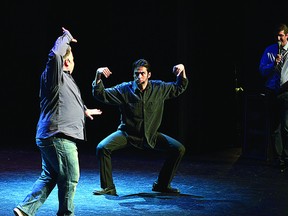 Atomic Improv’s Donovan Workun (left) and Mark Meer perform during a past show.