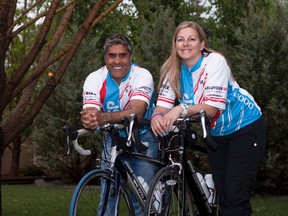 Catherine and Karim at their home on May 29. They're wearing their new team jerseys.