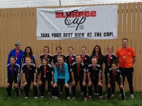 The Fort McMurray Fury U14 girls soccer team won gold at the Edmonton West Zone Soccer Association’s Slurpee Cup.  SUPPLIED PHOTO
