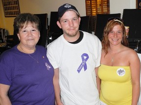 SARAH DOKTOR Delhi News-Record
Linda Earl, vice-president of the Kinette Club of Delhi stands with Jeff and Lisa Wheeler during the Kin You Dance 'Til Midnight fundraiser to support epilepsy awareness in honour of their son Tanner, 3, who died in March.