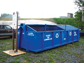 The big blue box for the Minaki Recycling Corporation sits at the Minaki Marina. The recycling box will be open June 8 and will remain open for a week. The operation of the blue box will alternate weeks throughout the summer.
HANDOUT PHOTO