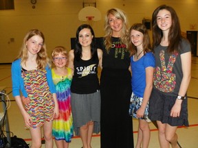 Pictured, students from Northport Elementary and ÉPESCS with Burke and Rachel Stinson from Free the Children. Left to right: Sarah Sollors, Aurora Jacobi, Molly Burke, Rachel Stinson (Free the Children and Me2We), Molly Noel and  Melissa Bruce.