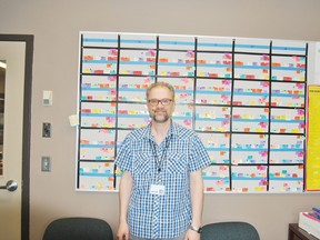 Michel Despins, St. Joseph School vice-principal is working hard to come up with next year’s time table. Making things more complicated than usual is school will be entering its first year in Alberta Education’s High School Flexibility Enhancement project.
Barry Kerton | Whitecourt Star