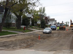 Construction crews work on the reconstruction of Princess Street E. in North Bay, Wednesday, May 15, in this file photo.