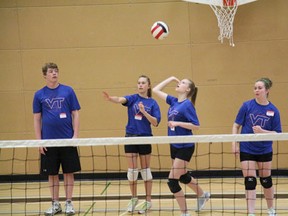 Players had a chance to impove their skills at the VolleyTech Skills Camp in Swartout Hall at the Kerry Vickar Centre this weekend, these players worked on their game during the session on Sunday, June 2.