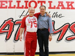 Douglas Elliott and Mark Bonham spoke with students at Elliot Lake Secondary School on Friday about their experience ‘coming out.’
Photo by JORDAN ALLARD/THE STANDARD/QMI AGENCY