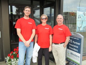 Western Financial Group in Fairview performed their annual Support The Cause Day walk, a 5 km walk to raise money for the communities Western Financial Group serves across Western Canada, including Fairview. Pictured, l-r, Andrew Szmata, Billi McDonald, Kris Hvamb.