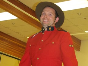 Nolan Andriuk as Cliffie 2
Nolan Andriuk, an Elmer Elson Elementary School Grade 4 teacher, was transformed from his “undercover identity as a teacher” into Cliffie the RCMP officer in Mary Lambert’s performance at the school on Thursday, May 30. He and Lambert led the students in the song with actions, I want to be an RCMP, which had the refrain, Stop in the name of the law.

Ann Harvey | Mayerthorpe Freelancer