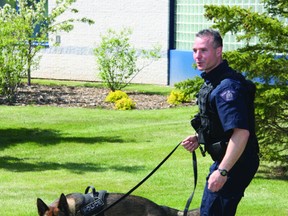 RCMP Cst. Attila Toldy and Zoli perform training exercises.