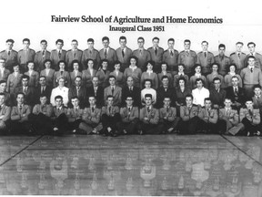 The inaugural class of the Fairview School of Agriculture and Home Economics, 1951. A reunion alumni from 1951-1953 is being planned for June 26 in Fairview. (Supplied)