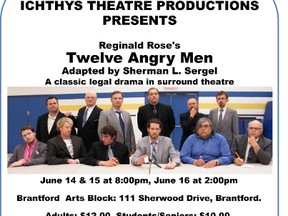 Twelve Angry Men will be presented June 14, 15 and 16 at the Brantford Arts Block.