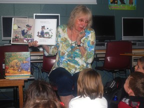 Children's author Linda Bailey reads from her book Toads on Toast Thursday morning at Forest Park Public School. Bailey lives in Vancouver but is promoting her books in a tour of Ontario. Ben Forrest Times-Journal