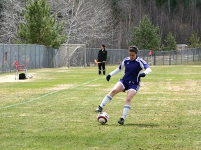 Beaver Brae’s Jodi Melillo stops the ball during a tournament in Kenora in May. Melillo scored the game winning goal at OFSAA against the Central Ontario representatives St. Mary's. The Broncos won 1-0 but did not advance into the quarterfinals with a final 2-2 record.
FILE PHOTO/Daily Miner and News