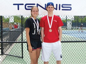 Renée Morin and Austin Flannigan won a bronze medal at the OFSAA tennis championships, held in Toronto.
