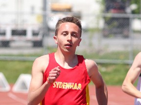 Sydenham’s Wade Embury runs to victory in the senior boys 400 metres at the Kingston Area track and field championships on May 16. Embury ran the fastest qualifying time in the event at the Ontario high school championships in Oshawa on Thursday. The final is Friday. (Ian MacAlpine/The Whig-Standard)