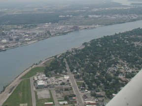 Aerial view of the St. Clair River on June 6 in Sarnia, Ont. LIZ BERNIER/ THE OBSERVER/ QMI AGENCY