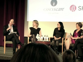 Dr. Chris Anjema, left, moderates a discussion on the Hollywood movie Decoding Annie Parker after it premiered in New York City in April. Ann Parker, who the story is about, is on the far right. The Chatham ophthalmologist will be moderating future post-screening discussions about the movie at upcoming film festivals.