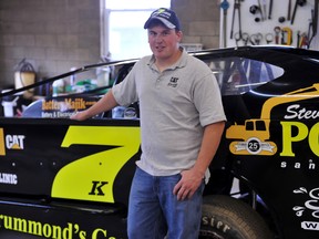 Kenny Polite is pictured with his car, which is sporting a brand-new body. The Spencerville-area native races in the Sportsman division at the BOS. (STEVE PETTIBONE The Recorder and Times)