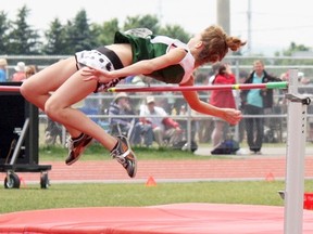 Stratford Central's Ashley Wheeler competes in the junior girls high jump at the OFSAA West Regional meet last week. (Contributed photo)