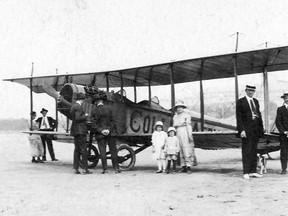 Jack Stiff, a writer and historian, sent us this photo of the first airplane to land in Timmins in 1916. It is a JN3, similar to the American “Jenny,” used mostly as a training plane for the military. Any additional information you may have would be of great interest to both the museum and to Jack.